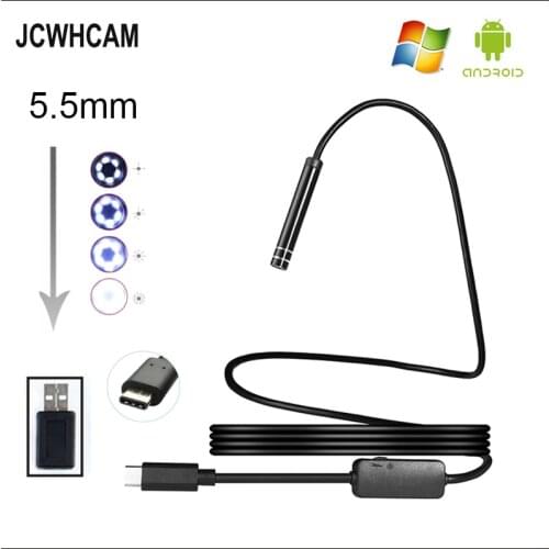 JCWHCAM 5.5mm 1M 6LED USB TYPE-C Endoscope Inspection Camera HD for S8 LG G5/G6/V20 Pixel P9/P10 Oneplus 2/3/3T Android