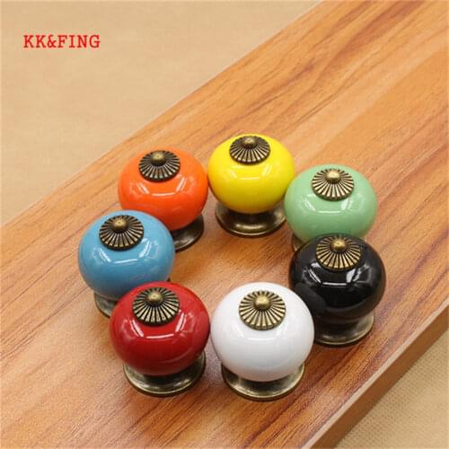 KK&FING 34mmX38mmCeramic Drawer Knobs Colorful Cabinet Pulls Rural Cabinet Cupboard handles Fashion Furniture Handles Hardware