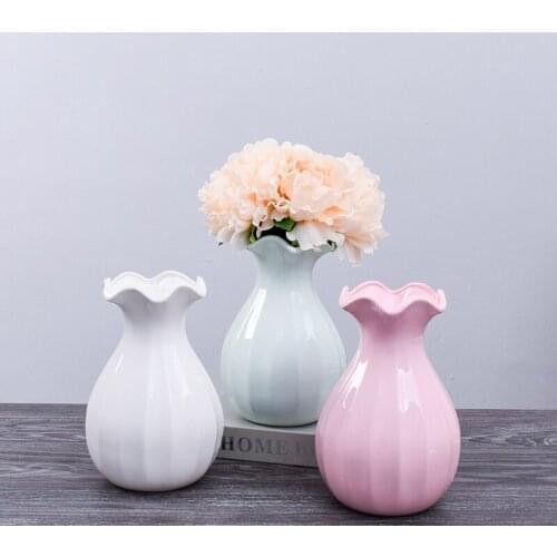 Creative ceramic vase white/pink flower vases for homes Arts and Crafts jarrones decorativos moderno home decoration accessories