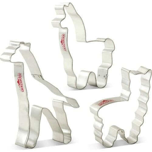 KENIAO Giraffe Alpaca Cookie Cutter for Kids Birthday Party Cutters - 3Piece -Biscuit / Fondant / Bread Cutter - Stainless Steel