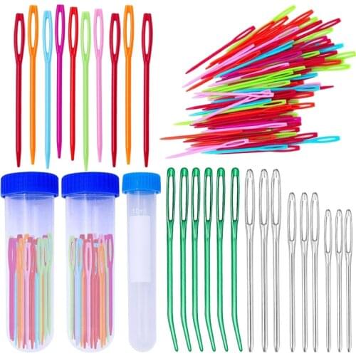 LMDZ Stainless Steel Plastic Large-Eye Blunt Yarn Needles Sewing Crafting Knitting Weaving Needles Household Sewing Accessories