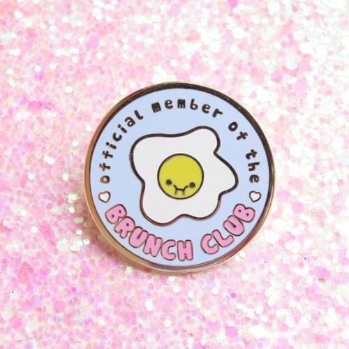 Brunch Club Membership Fried Egg Brooch Pins Enamel Metal Badges Lapel Pin Brooches Jackets Jeans Fashion Jewelry Accessories