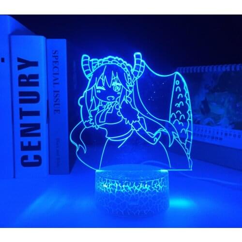 Miss Kobayashi Dragon Maid Anime LED White Base Light for Bedroom Decor Nightlight Manga Birthday Gift 3D LED Night Lamp