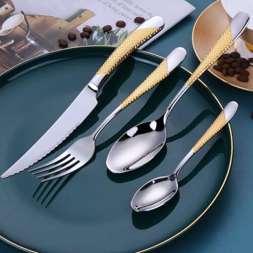 Stainless Steel Cutlery 4pcs Set of Exquisite Western Tableware Set With Knife Fork And Spoon Dining Room And Family Tableware
