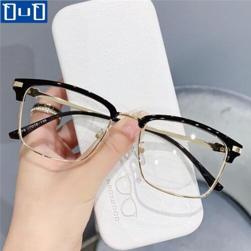 Qutzzmnd Metal Half Frame Anti Blue Light Glasses Men Women Computer Goggles Eyewear Square Optical Spectacle Eyeglasses