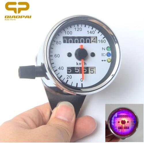 12V Motorcycle Odometer Speedometer Vintage Modified Motorbike Instrument Dual LED Backlight Night Indicator Light For Harley