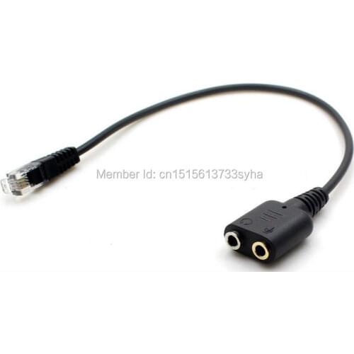 VoiceJoy PC headset to 4P4C RJ9/RJ10/RJ22 jack adapter dual 3.5mm headphones with mic to RJ9 plug for desk phone