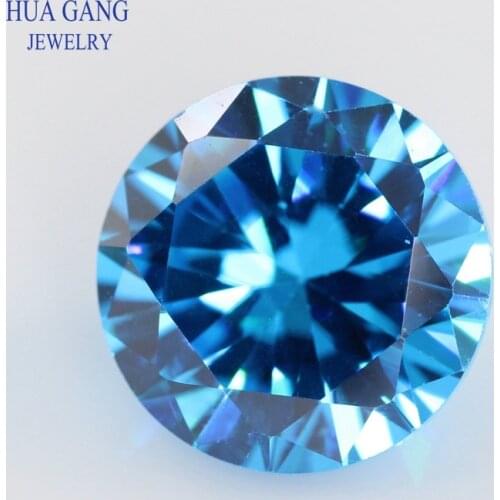 Sea Blue 0.8~15mm Cubic Zirconia Round Shape 5A Brilliant Cut Loose CZ Stone Synthetic Gems See Blue For Jewelry Free Shipping
