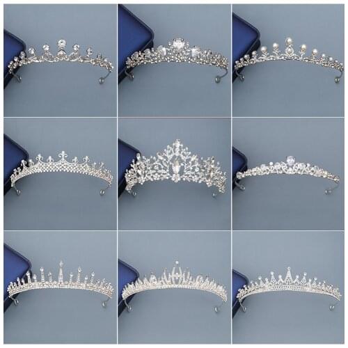 Wedding Crown Shiny Zircon Noble Tiaras Headband for Women Girls Baroque Rhinestones Crystal Bride Party Crowns Hair Accessories