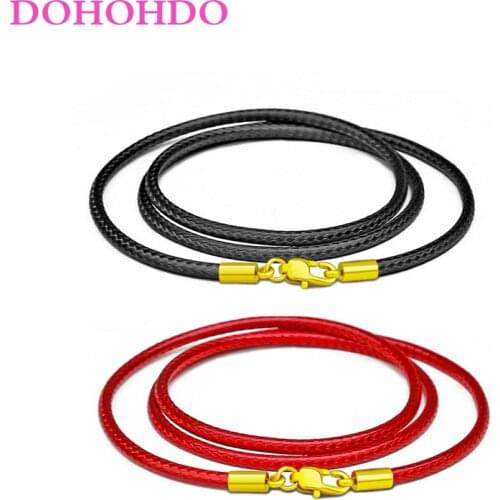 Fashion Leather Cord 40-60cm Necklace Cord Wax Rope Chain With Stainless Steel Lobster Clasp For Men Women DIY Necklace Making