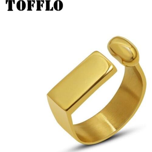 TOFFLO Stainless Steel Jewelry Geometric Ring Female Index Finger Ring Hip Hop Ring BSA204