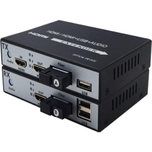 1Pair 1-channel 1 in 2 out HDMI+3USB port Optical Converter 1080P HDMI Fiber Optic Video Extender HDMI Video Transceiver