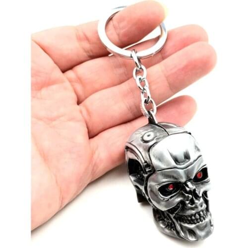 1Pc Fashion Trinkets Keychain Zinc Alloy Key Chain Terminator Skull Key Chains The Best Gift Choice Auto Motorcycle Car Key Ring