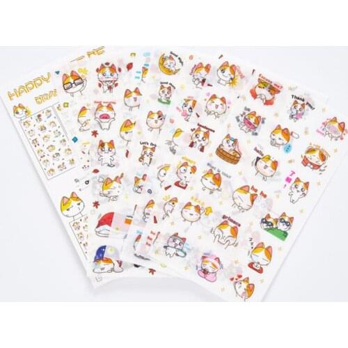 Free shipping 20packs/lot Blossoming Cat Kawaii Scrapbook Diary Stationery Decorative Stickers Lable Sealing Stickers