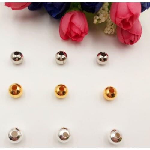 4/6/8mm 100-600pcs Stainless Steel Big Hole Spacer Beads Ball Metal Round Loose Bead For DIY Bracelet Jewelry Making Accessories