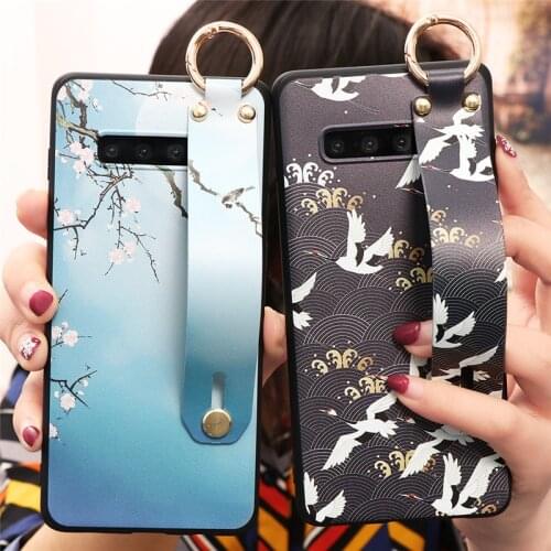 Floral Wrist Strap Cover For Samsung Galaxy S20 Ultra S10e S10 S9 S8 S6 S7 Edge J4 J6 Plus J5 J7 Prime J8 2018 Phone Holder Case