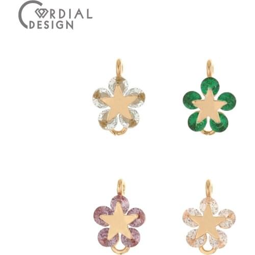 Cordial Design 50Pcs 8*12MM Jewelry Accessories/Hand Made/Crystal Connector/Flower Shape/DIY Charms/Jewelry Findings & Component