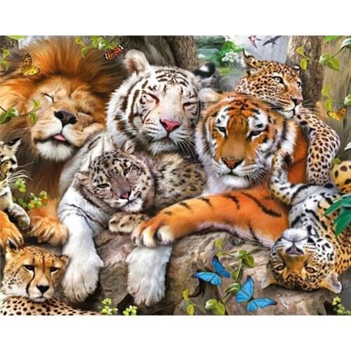 5D Diamond Painting Novelties Tiger Lion Leopard Butterfly Full Round Drill Diamond Embroidery Landscape Mosaic Animals Art Wall
