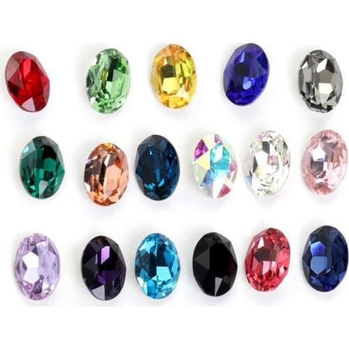 Astrobox Oval Gem K9 Glass Sew On Rhinestones For Clothing Point Back Jewelry Making Loose Strass Crystal Clothes Accessories