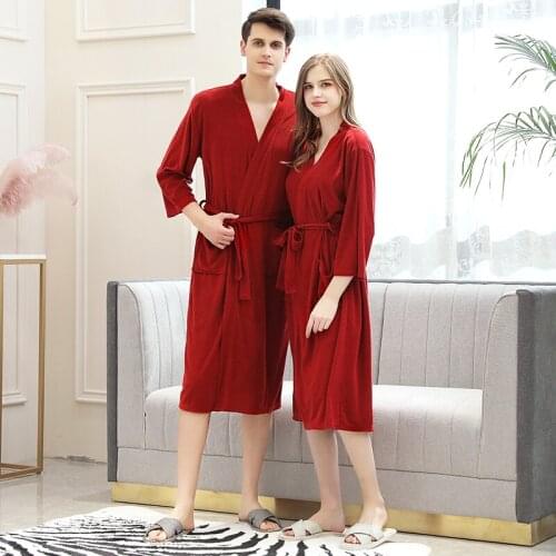 Lovers Towel Elegant Robe Men Women Kimono Terry BathRobe Male Sleepwear Mens Dressing Gown Badjas Wedding Bridesmaid Robes