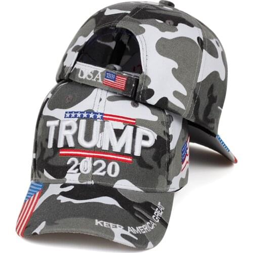 High Quality Trump 2020 Hat USA Flag Camo Baseball Cap 3D Embroidery Keep America Great Camouflage Snapback Dad Hat Trucker Caps