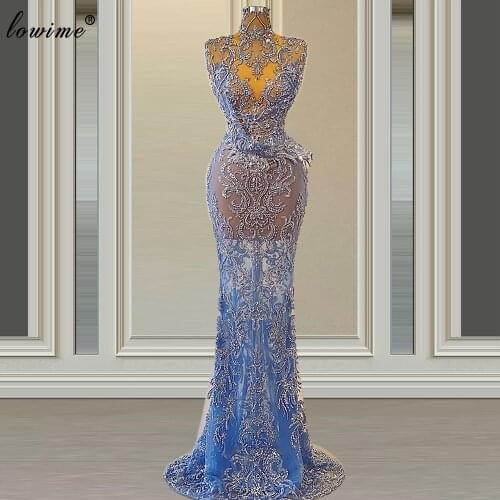 Middle East Plus Size Evening Dresses Long Mermaid Evening Gowns For Women Beads Prom Dresses Wedding Party Robe Longue Femme