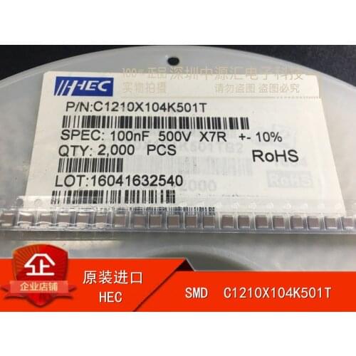 C1210X104K501T CAP CER 1210 100nF 104K ±10% 500V X7R Ceramic Capacitor 2000000pcs Ceramic Capacitor