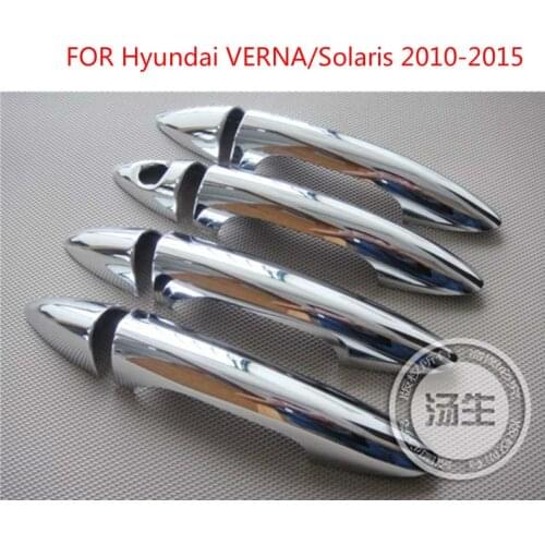 For Hyundai VERNA/Solaris 2010-2015 4dr Sedan and 5dr Hatchback High-quality ABS Chrome Door Handle Cover Car-styling