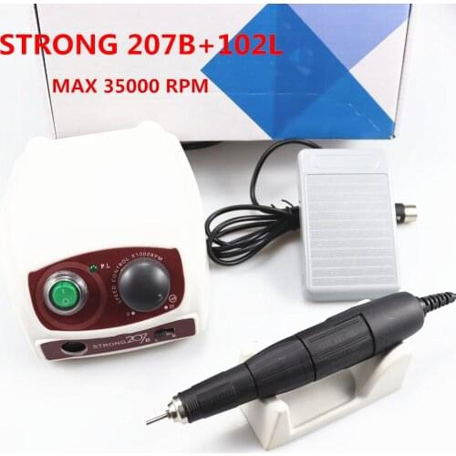 Electric nail drill 35000rpm, strong 207B control box 102L 35K handle manicure pedicure nail file, nail art equipment