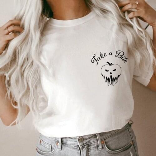 Take A Bite Pocket Print T-shirt Spooky Poisonous Apple Tshirt Funny Goth Witch Halloween Tee Shirt Top