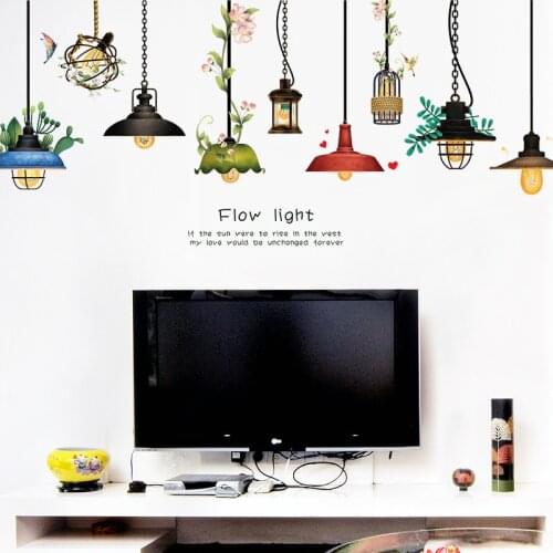 Ins Style Chandelier Wall Stickers Art Flower Light Bulbs TV Sofa Decoration Fashion PVC Vinyl Mural Home Decor Removable