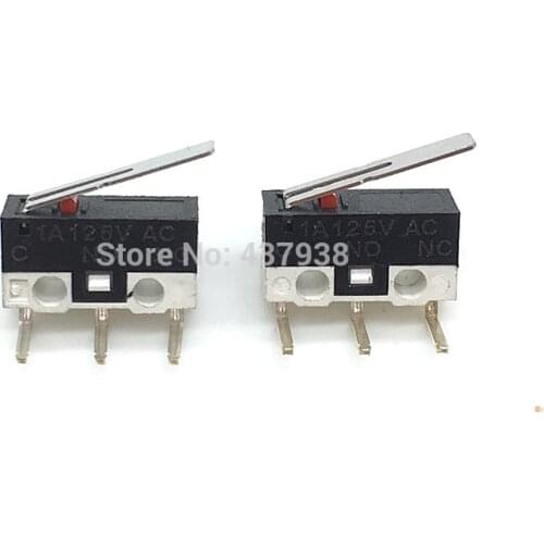 10pcs Limit Switch Push Button Switch 1A 125V AC Mouse Switch 3Pins Micro Switch Left Curved Pin with Handle
