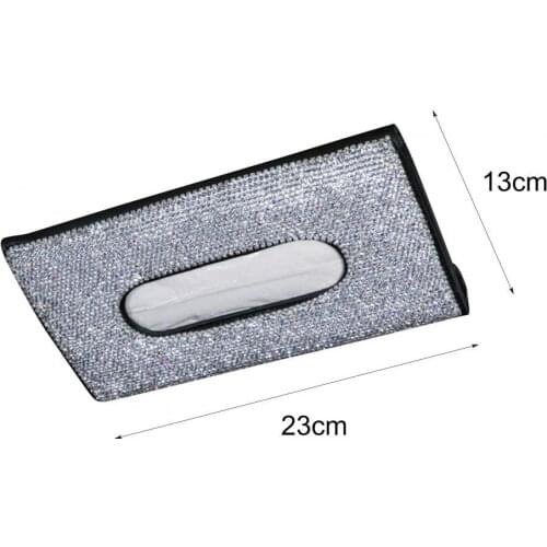 Visor Tissue Holder Personalized Shiny Faux Leather Hanging Rhinestone Sun Visor Tissue Box for Gifts
