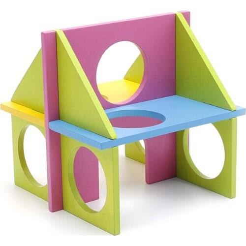 Nice 1 pc Colful Pet Toys f Small Animals Wooden Funny Fun Gym Playground Exercise Safe Toy f Mouse Rat Hamster