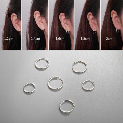 1 Pair Small Hoop Earrings 925 Sterling Silver Circle Round Huggie Hoop Earrings for Women Men Ear Ring Ear Bone Buckle