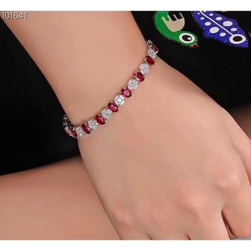 Fashion 925 sterling silver inlaid natural Garnet bracelet engagement marriage proposal gift to give girlfriend love hand jewelr