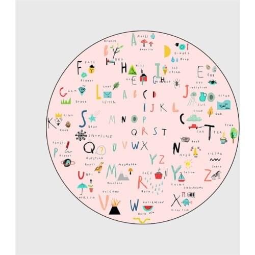 Cartoon Carpets for Bedroom Letter Pattern Round Rug Area Rug for Living Room Rugs for Children Rooms Pink Rug