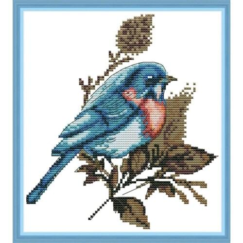 Blue bird cross stitch kit aida 14ct 11ct count print canvas cross stitches needlework embroidery DIY handmade