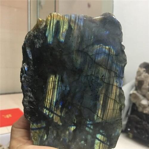 1pcs large size natural stones and minerals labradorite specimen reiki healing rock facet polished raw gem can stand home decor