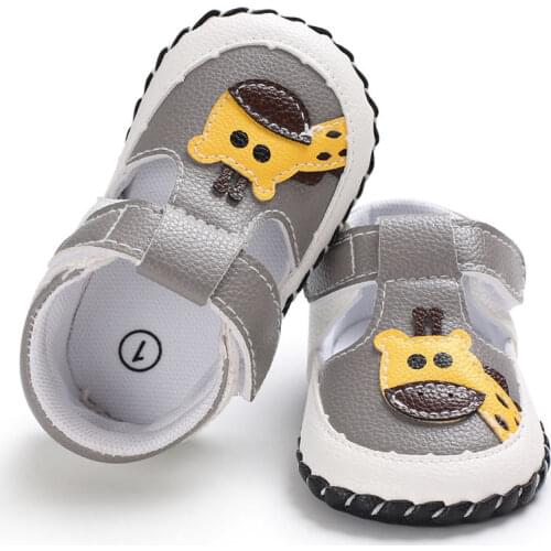 Newborn Girls Shoes Boys First Walkers Shoes Elephant Giraffe Printed Toddler Anti-Slip Soft Baby First Walkers PU Shoes 0-18M