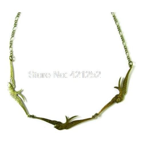 12pcs/lot Tris Divergent Inspired necklace Three Birds Necklace in bronze tone