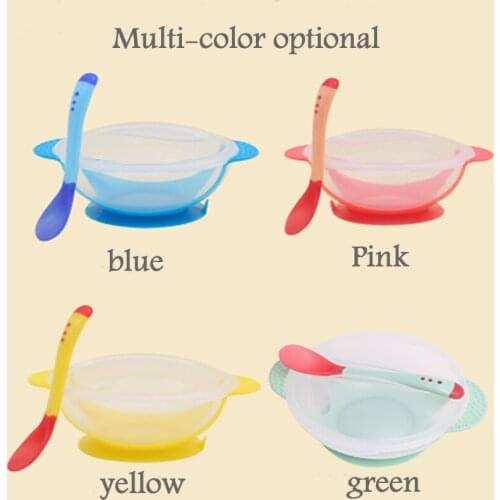 Baby feeding tableware children sucker bowl spoon toddler baby child feeding cover training bowl with spoon learning dishes
