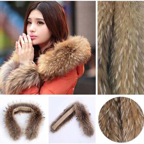ETHEL ANDERSON Real Raccoon Fur Collar 75cm Fashion Women 100% Genuine Natural Fur Collar Female Winter Temperament Fur Scarves
