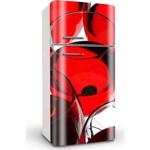 3D Moden Red Wine Glasses Art SelfAdhesive Refrigerator Sticker Fridge Door Cover Wallpaper 60x150cm 60x180cm 100x180cm