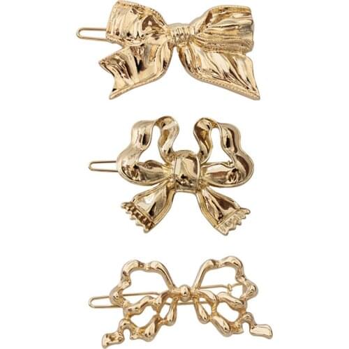 Vintage Hairpins Metal Bow Knot Hollow Hair Barrettes Girls Women Gold Metal Hair Clip Hair Accessories Hairgrips