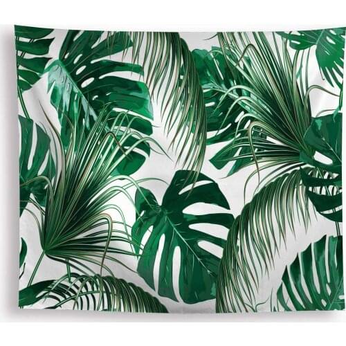 Tropical Leaves Tapestry Wall Hanging Green Banana Leaf Art Tree Nature Décor