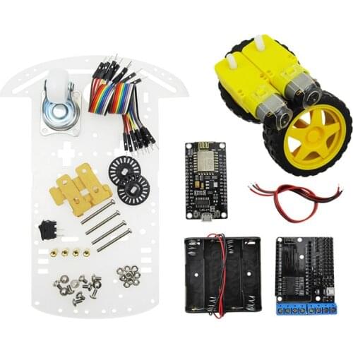 2wd rc wifi smart car kit L293D by ESP-12E for esp8266 esp 12e diy rc toy remote control by phone Lua nodeMCU+motor shield+car