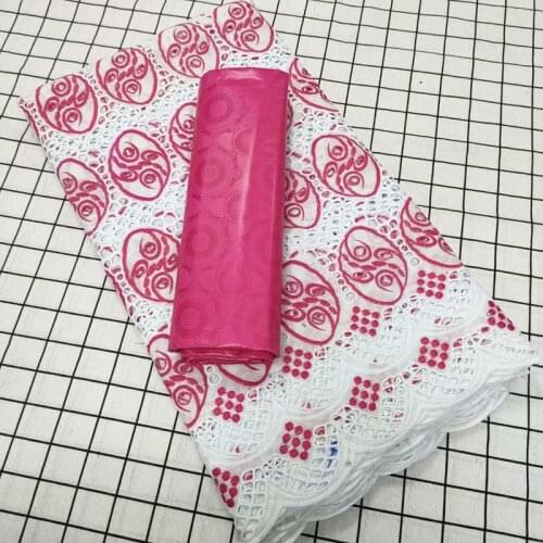 Party Q 2021 2.5 Y Swiss Lace Fabric +2.5 Y Bazin Brode Riche African Embroidery 100% Cotton Fabrics for Party Dress
