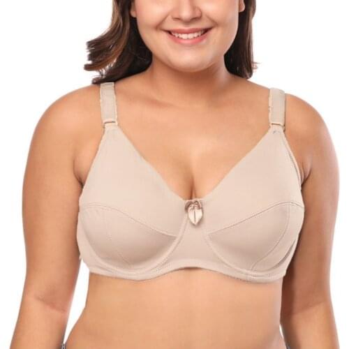 Plus Size Women Bra Full Cup Comfort Mothers Underwear Classical Minimizer Bra Solid Lingerie Big Cup C D DD DDD E F Size 36-48