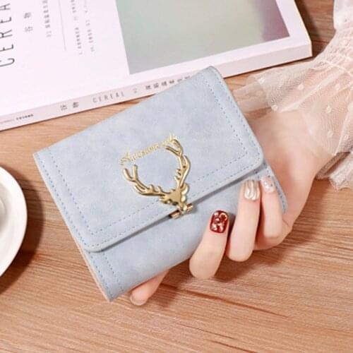 Hot Selling Women Leather Wallet Christmas Deer Vintage Tri-Folds Cash Purse Girl Small Clutch Coin Purses Holders -B5